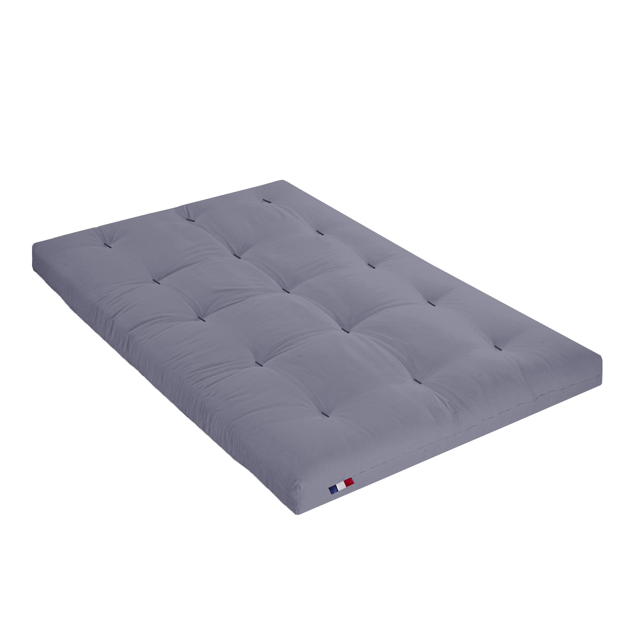 Matelas futon coton et fibres recyclés - Gris Clair - 140 x 190 cm