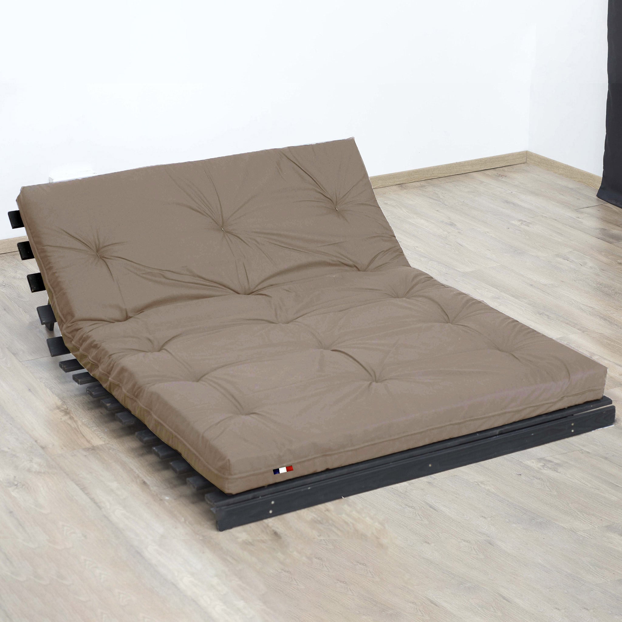 Matelas futon coton et fibres recyclés - Taupe - 160 x 200 cm