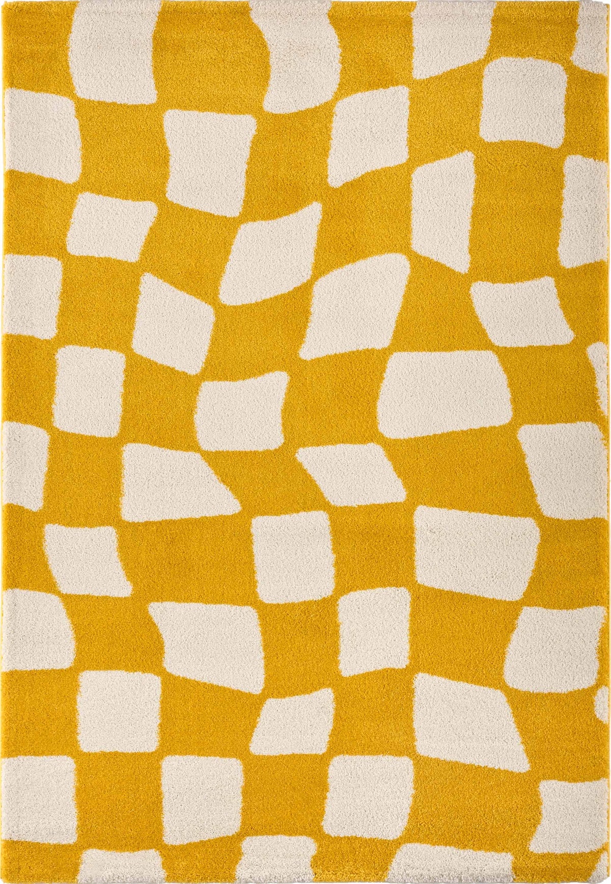 Tapis vintage année 70 jaune - Groovy