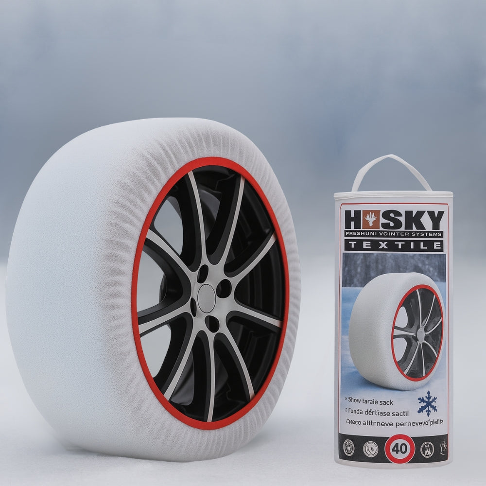 Paire de Chaussettes à Neige HUSKY Pneus Taille L – Adhérence Neige et Verglas, Compatibles ABS, Lavables à 30º