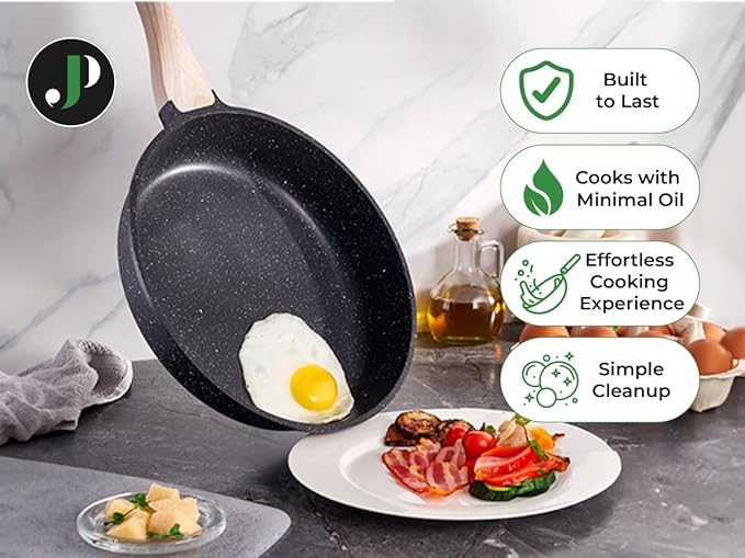 Batterie de Cuisine 15 pièces antiadhésives en Granit noir - Tous feux dont induction