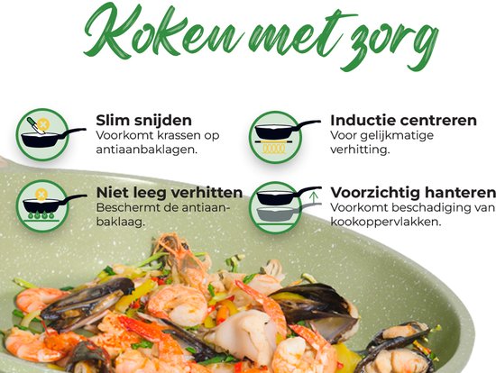 Batterie de Cuisine 21 pièces Antiadhésives en Granit vert - Tous feux dont induction