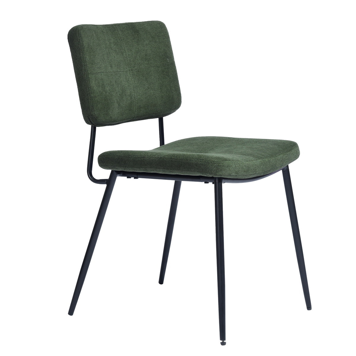 Karomi - Ensemble de 2 chaises de salle à manger industrielles en tissu vert
