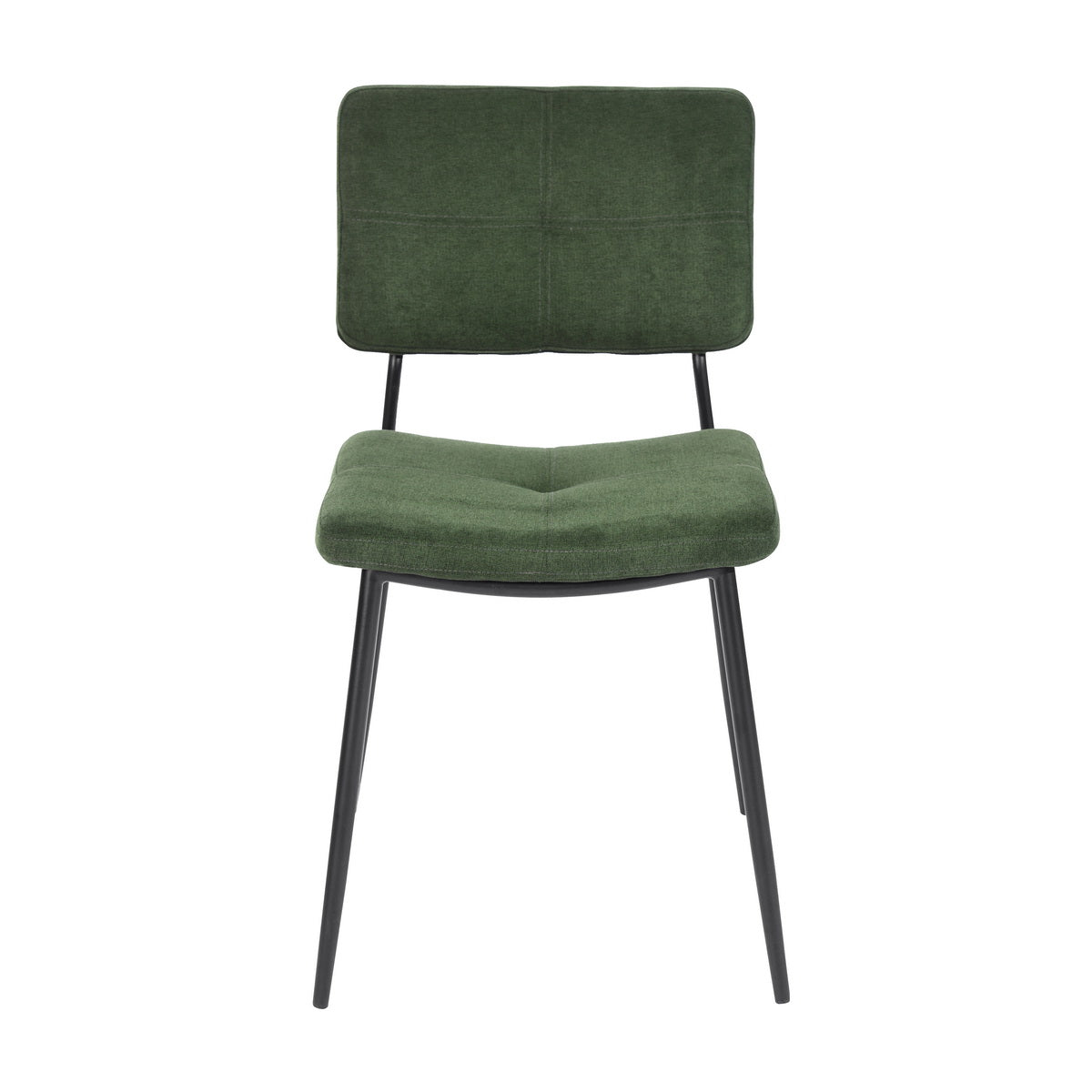 Karomi - Ensemble de 2 chaises de salle à manger industrielles en tissu vert