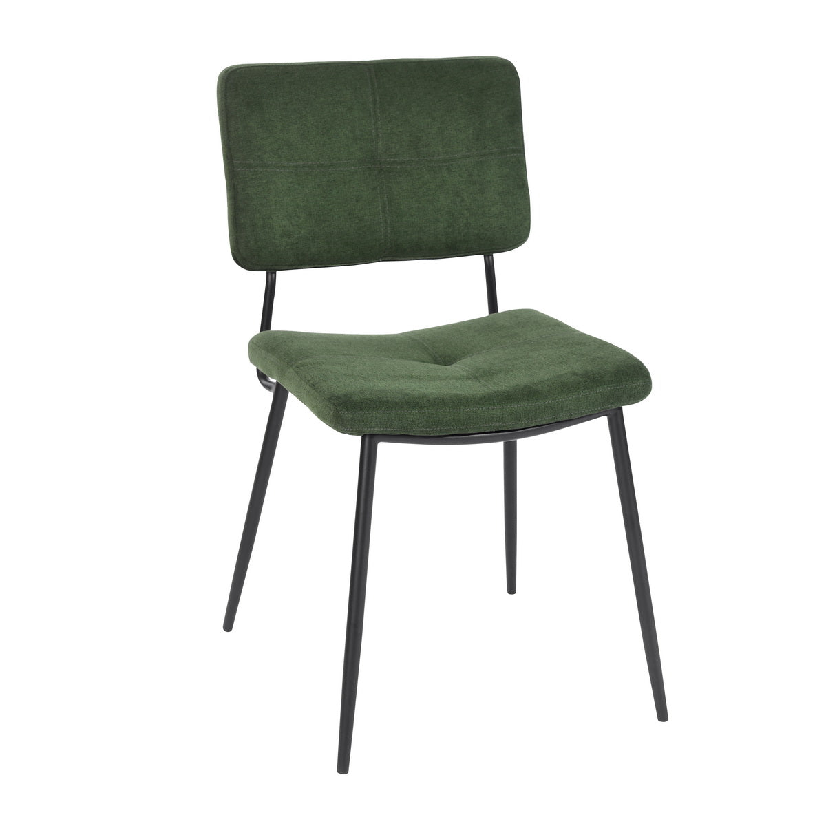 Karomi - Ensemble de 2 chaises de salle à manger industrielles en tissu vert