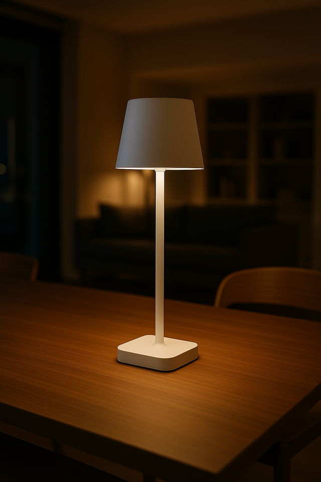 Lampe de table - Rechargeable - Intensité variable avec mode mémoire - 3 niveaux d'éclairage - 38 cm - Blanche