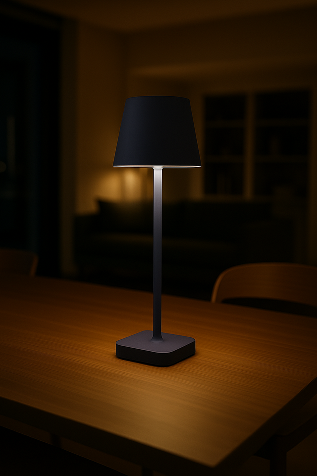 Lampe de table - Rechargeable - Intensité variable avec mode mémoire - 3 niveaux d'éclairage - 38 cm - Bleue