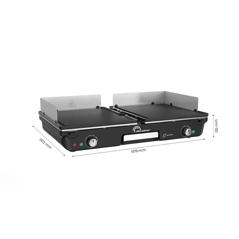 Plancha électrique double zone 2000 W Noire -2 Thermostats