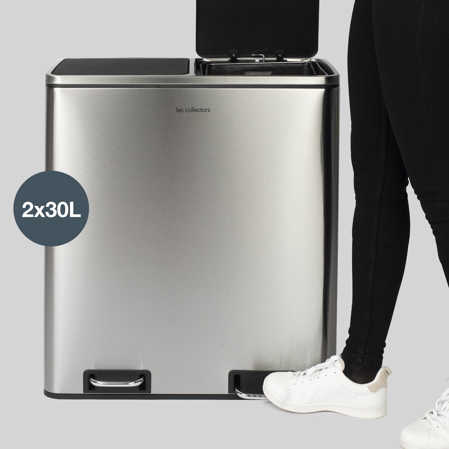 Poubelle de tri 3 x 18L - inox
