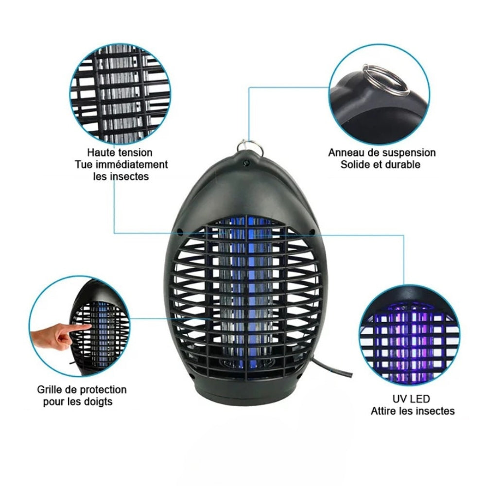 Lampe anti-moustiques 4 LED UV  électrique et silencieuse pour intérieur avec portée de 40 m²