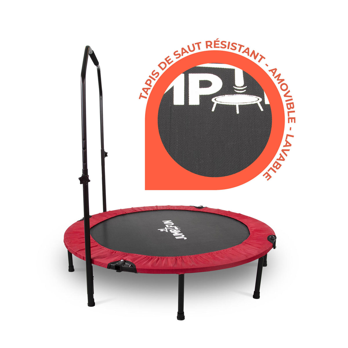 Mini Trampoline Fitness Jump4fun Pliable Door-Bar - 122cm rouge