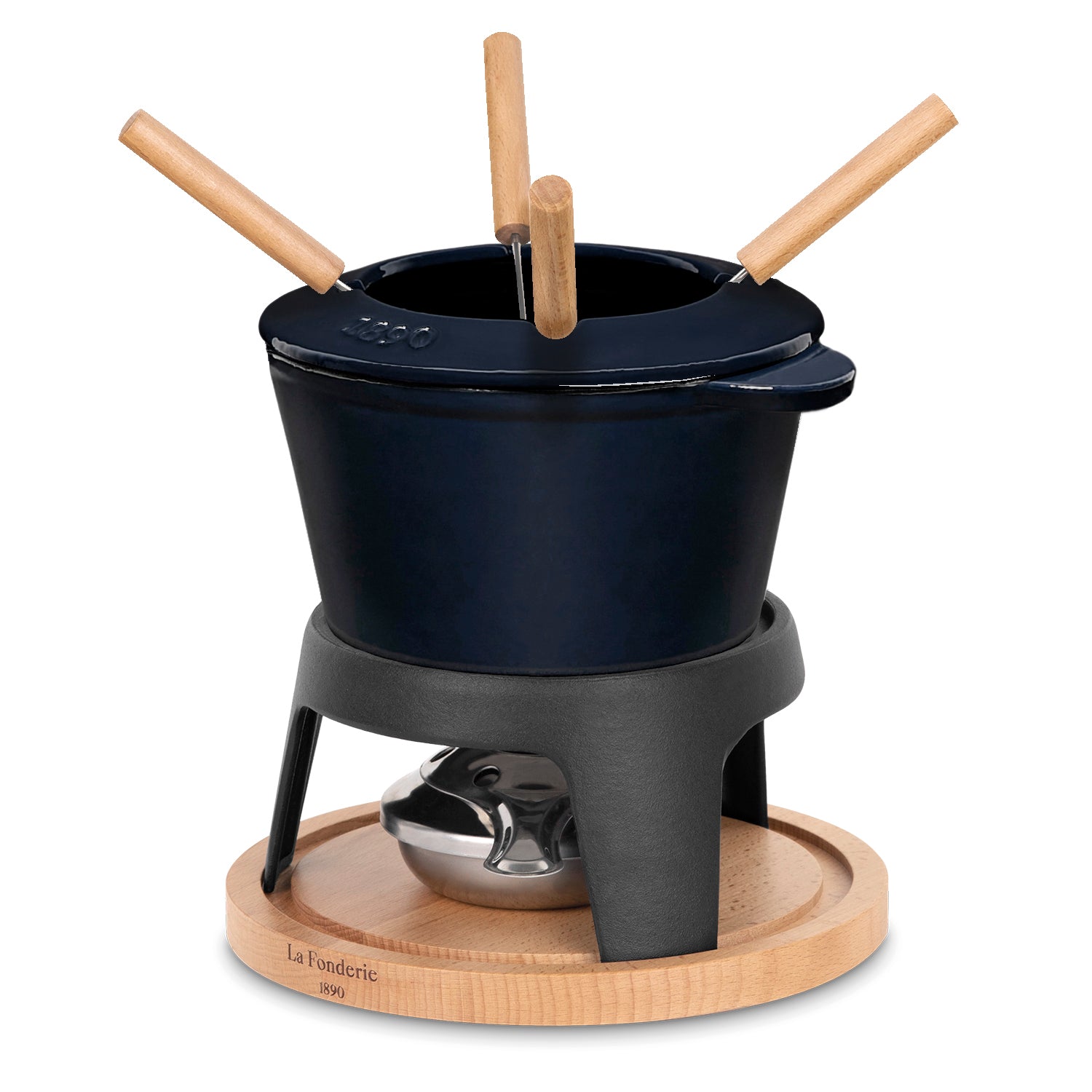 Service à fondue en fonte pour 4 personnes - Bleu