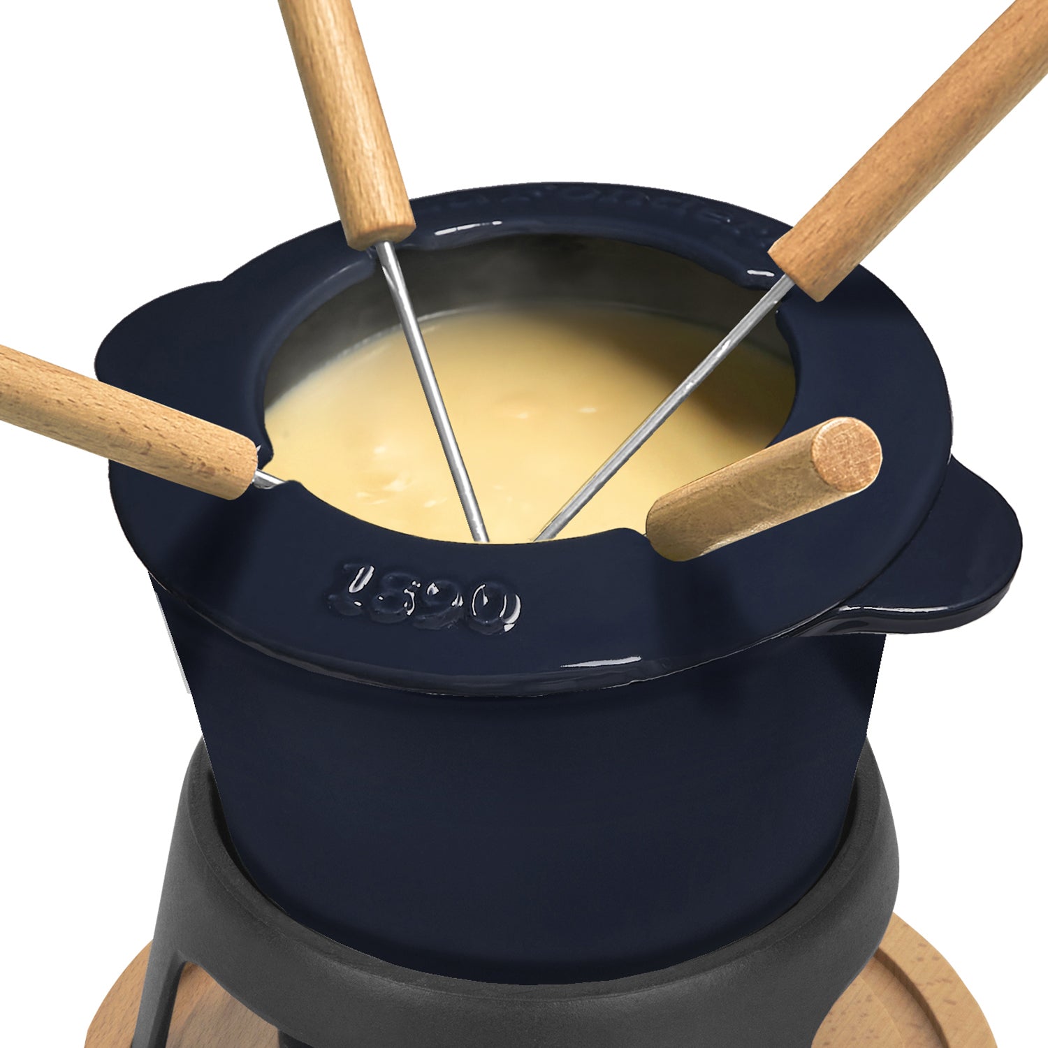 Service à fondue en fonte pour 4 personnes - Bleu