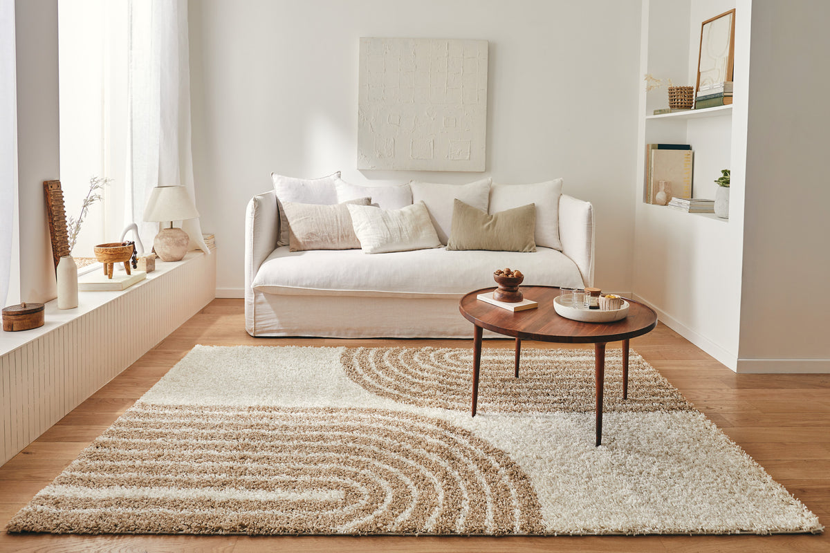 Tapis shaggy beige - Olympe