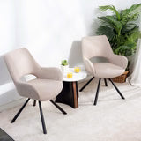 Ensemble de 2 fauteuils de salle à manger scandinaves avec accoudoirs en tissu beige