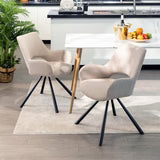 Ensemble de 2 fauteuils de salle à manger scandinaves avec accoudoirs en tissu beige