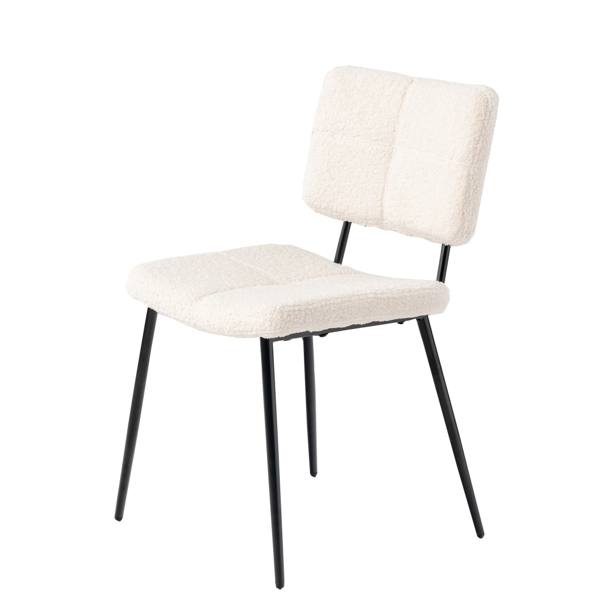 Pomona - Ensemble de 4 chaises de salle à manger scandinaves en tissu bouclette beige