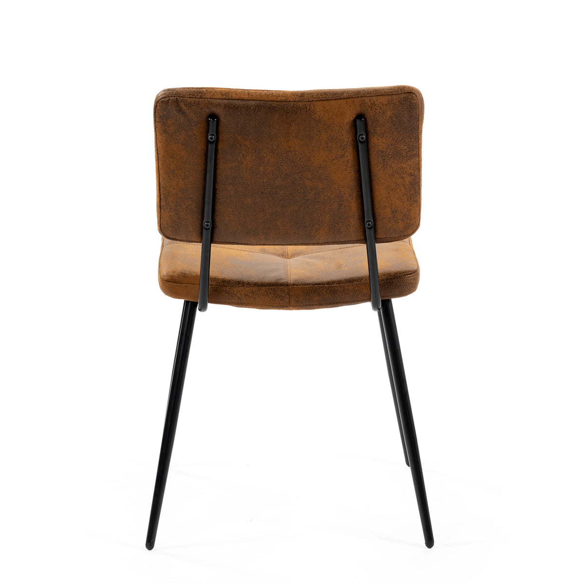 Pomona - Ensemble de 4 chaises de salle à manger industrielles en suédine brune