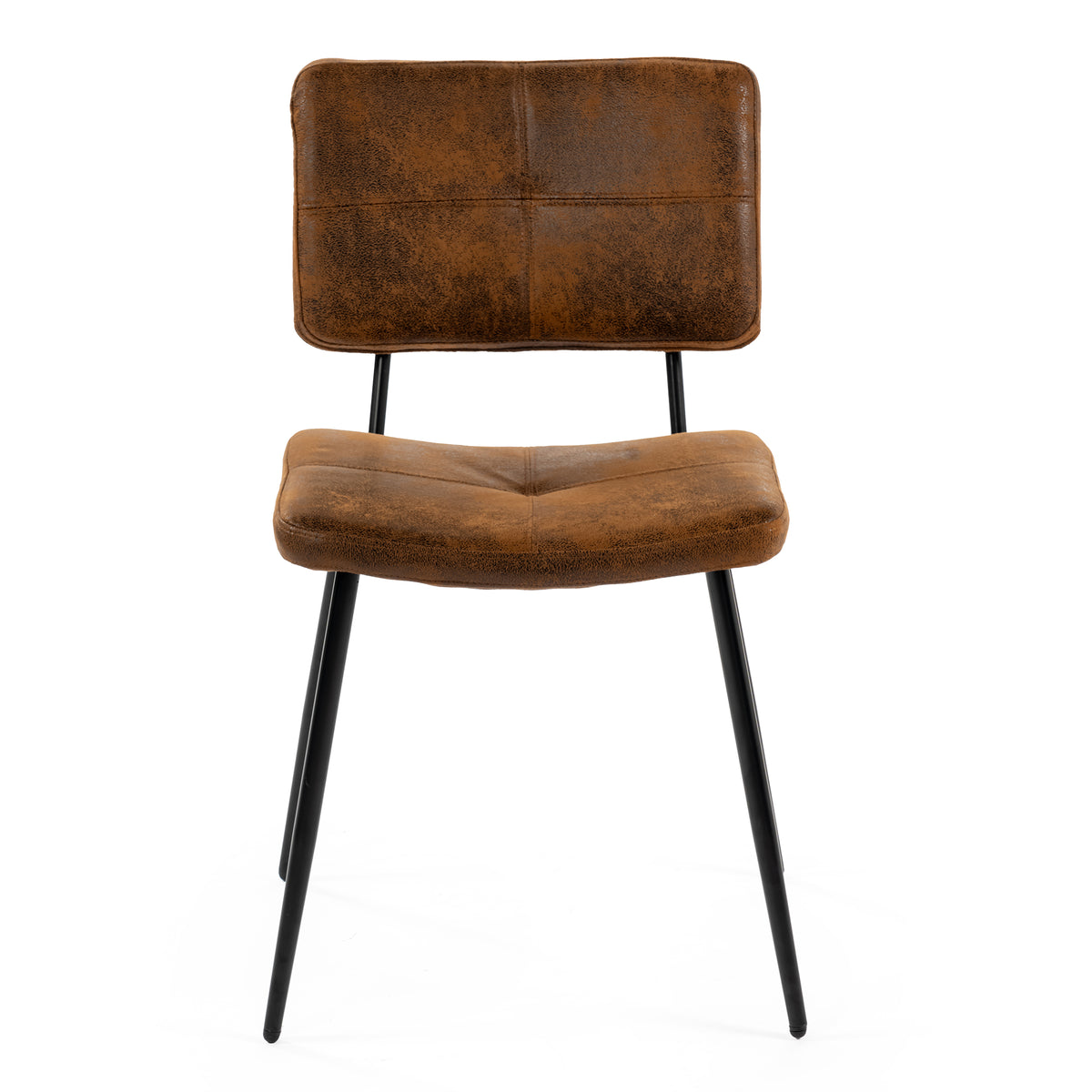 Pomona - Ensemble de 4 chaises de salle à manger industrielles en suédine brune