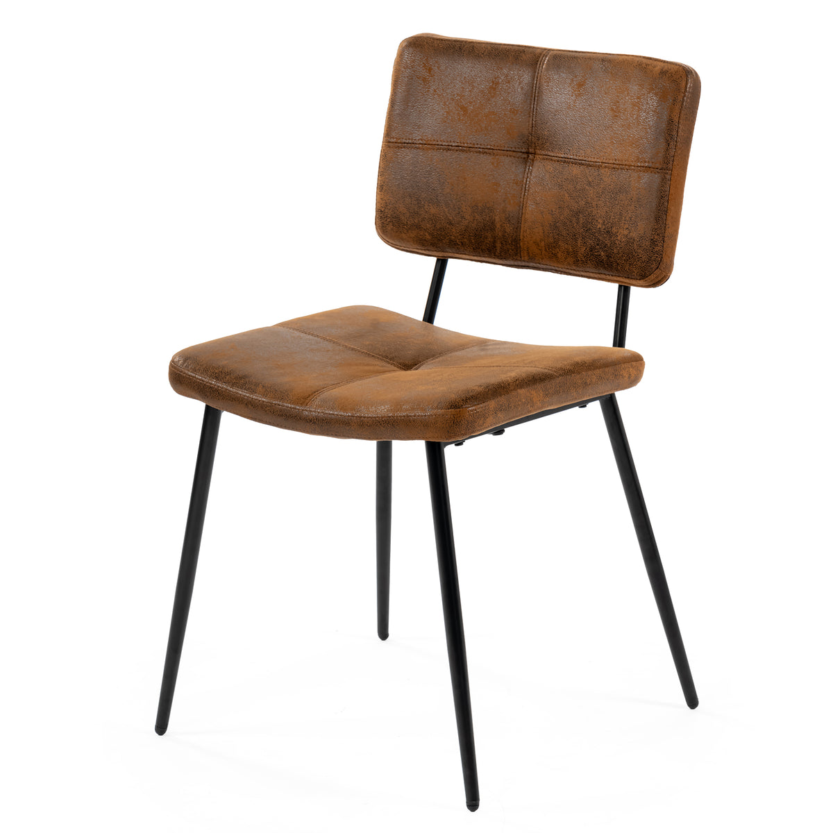 Pomona - Ensemble de 4 chaises de salle à manger industrielles en suédine brune