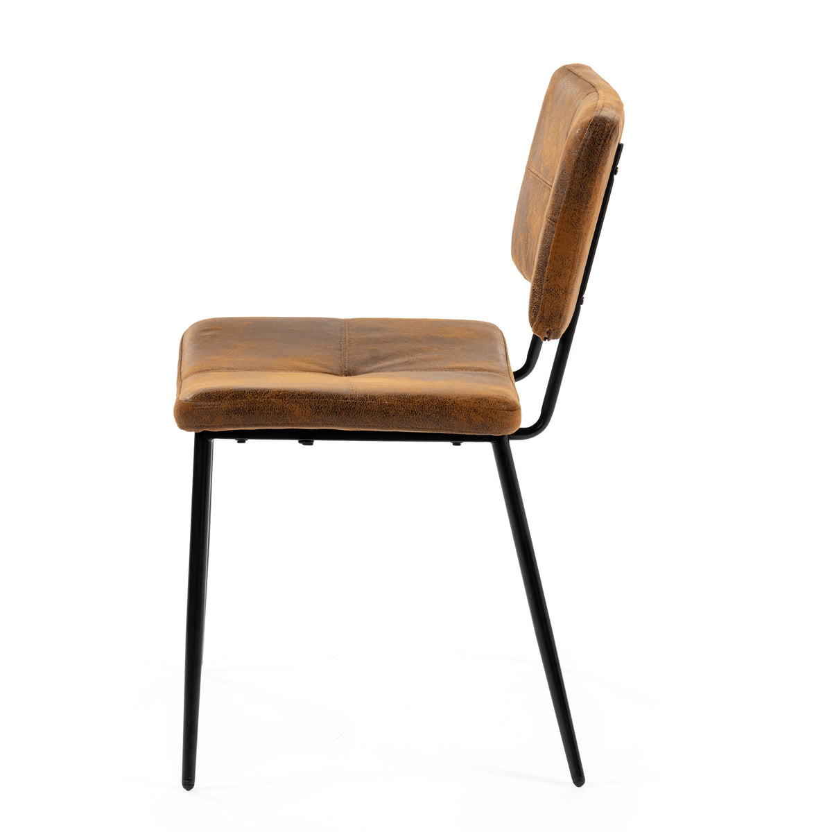 Pomona - Ensemble de 4 chaises de salle à manger industrielles en suédine brune