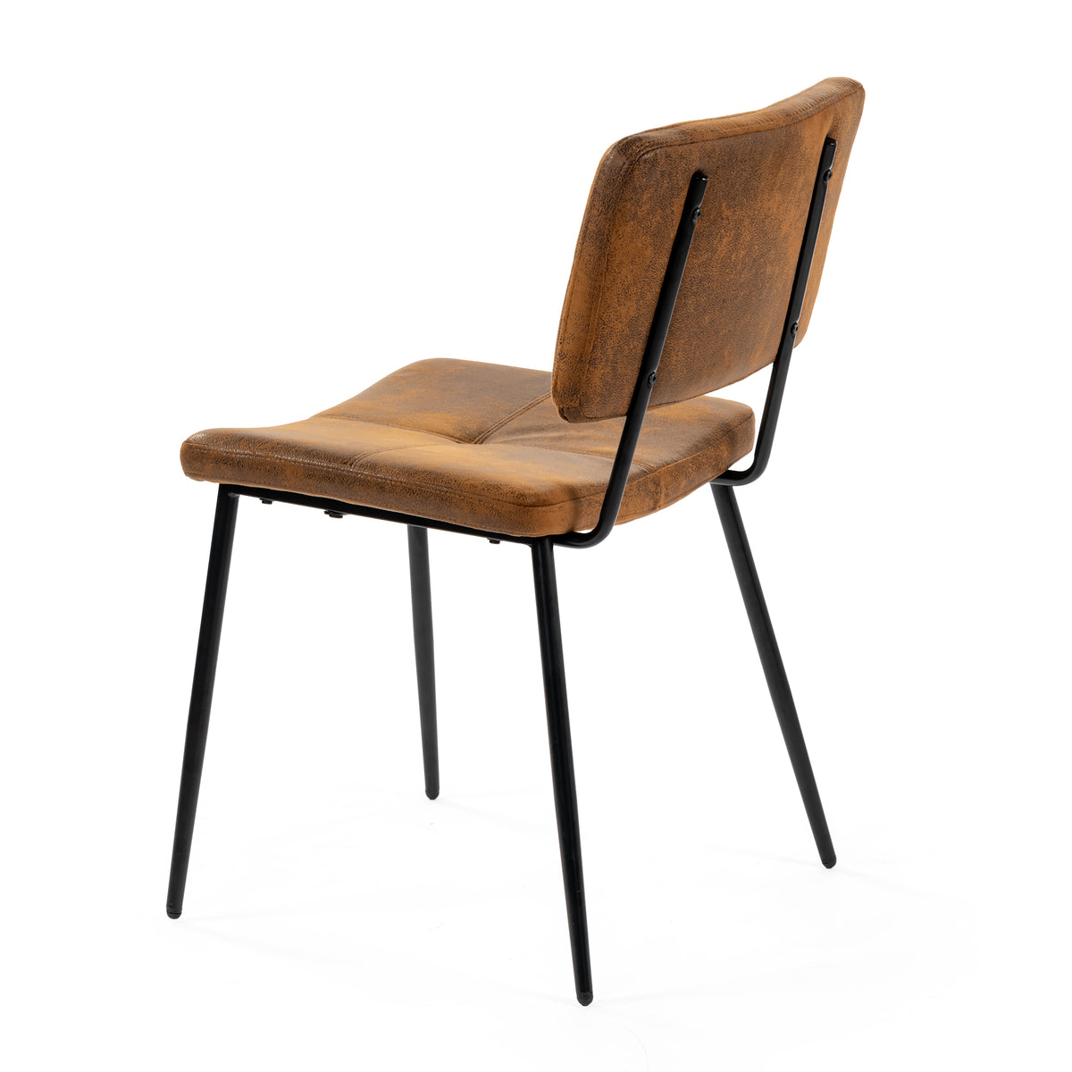 Pomona - Ensemble de 4 chaises de salle à manger industrielles en suédine brune