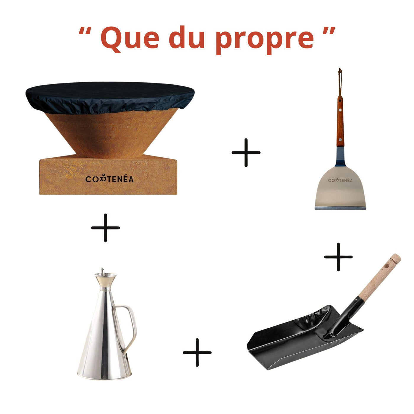 Kit entretien pour Cortenéa 80 cm (une spatule, une pelle, une housse et une burette)