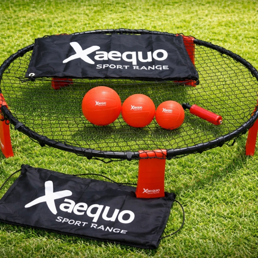 Jeu de Roundnet Complet avec Sac de Transport – Filet, 3 Balles et Pompe Inclus