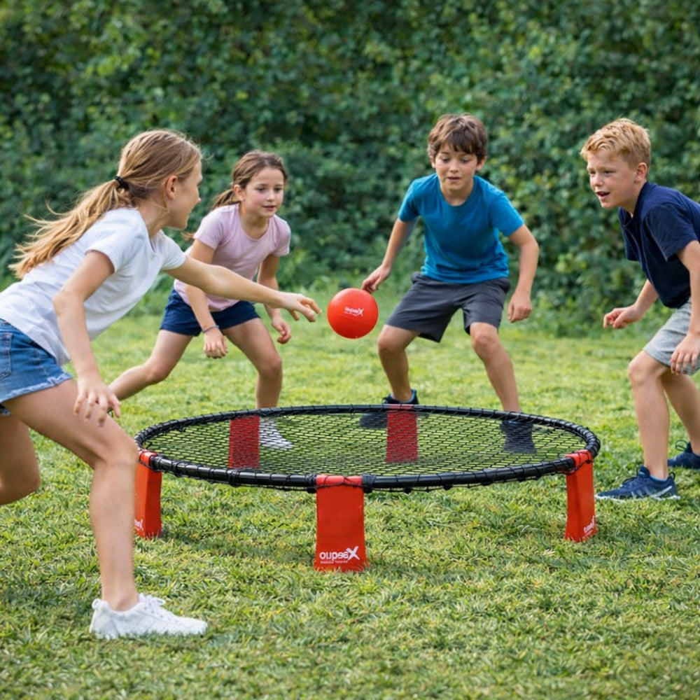 Jeu de Roundnet Complet avec Sac de Transport – Filet, 3 Balles et Pompe Inclus