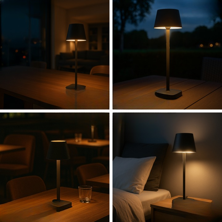 Lampe de table - Rechargeable - Intensité variable avec mode mémoire - 3 niveaux d'éclairage - 38 cm - Blanche