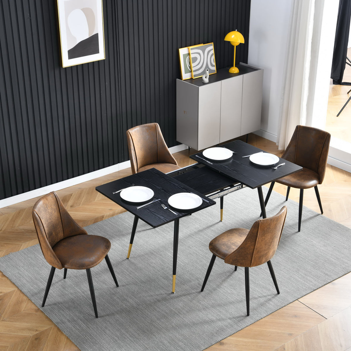 Smeg - Ensemble de 2 chaises de salle à manger industrielles en suédine brune