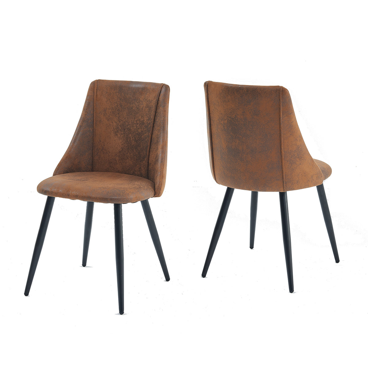 Smeg - Ensemble de 2 chaises de salle à manger industrielles en suédine brune