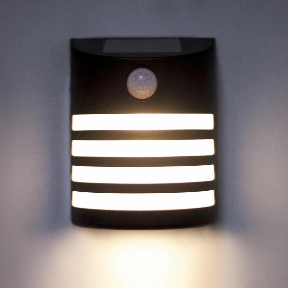 Lot de 2 appliques murales solaires d'extérieur noires – Sans Fil avec Détecteur de Mouvement