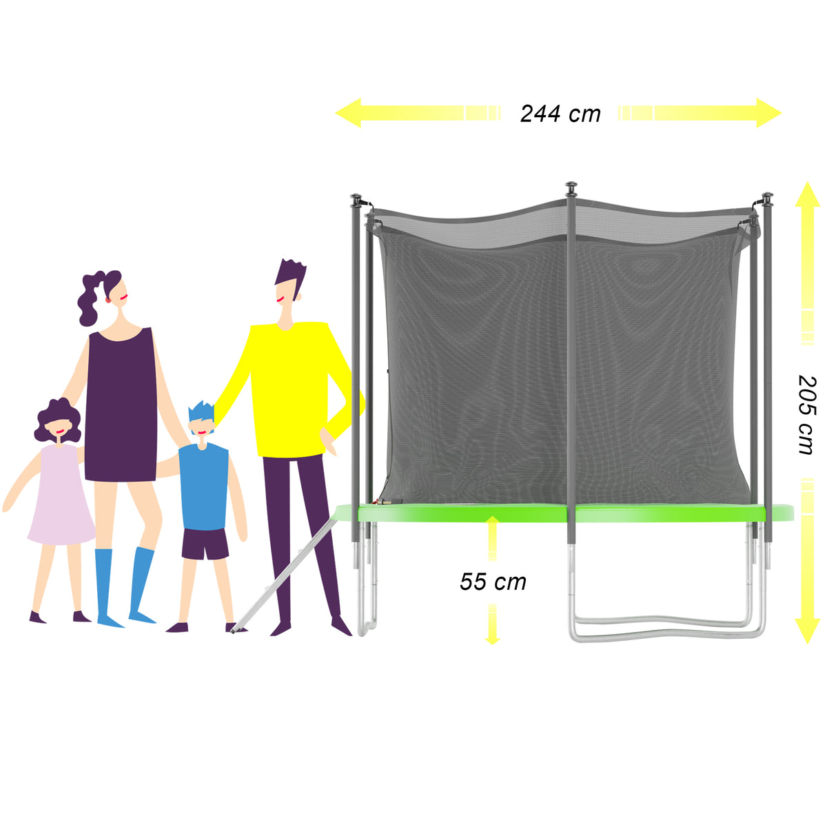 Trampoline Classique 8FT-244cm Vert pomme