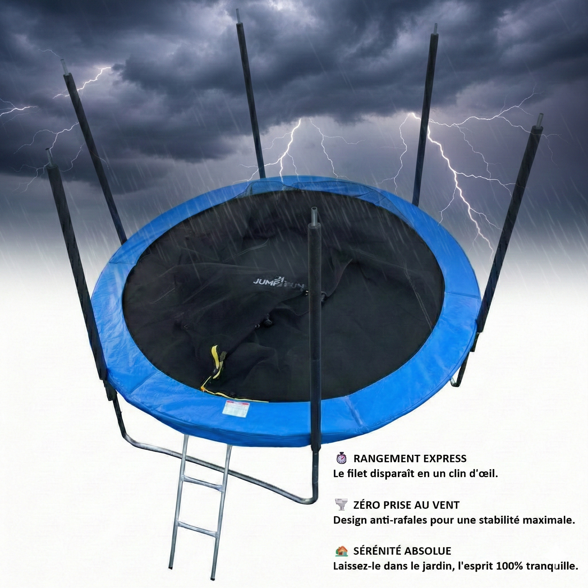 Trampoline Jump4Fun 12FT - 366cm - Bleu
