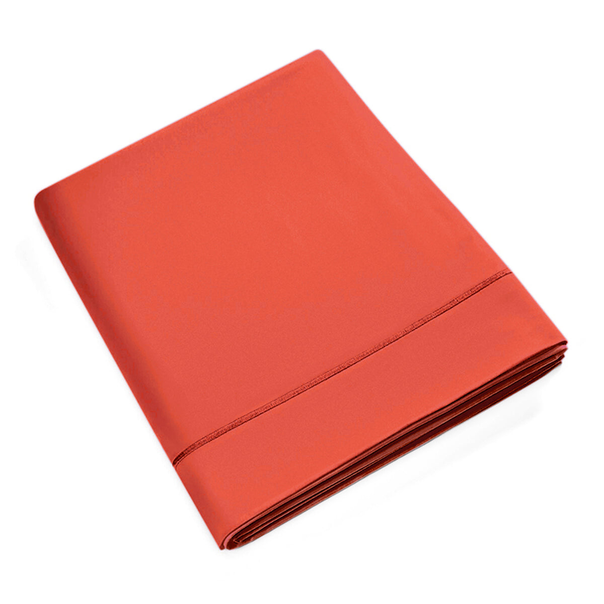 Drap Plat Percale 180 x 290 cm Pur Coton Peigné Longues Fibres 80 Fils/cm² Terracotta
