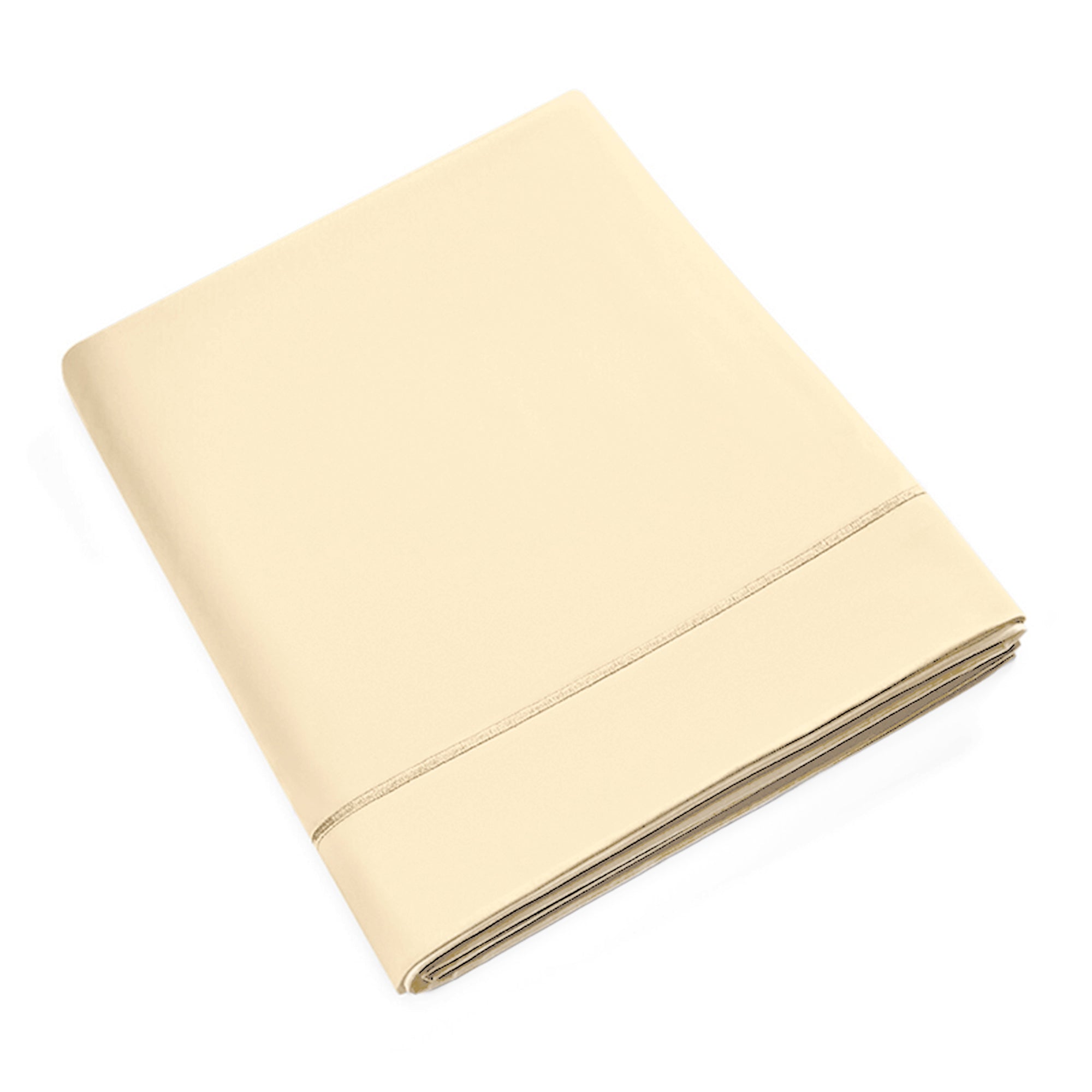 Drap Plat Percale 180 x 290 cm Pur Coton Peigné Longues Fibres 80 Fils/cm² Ivoire
