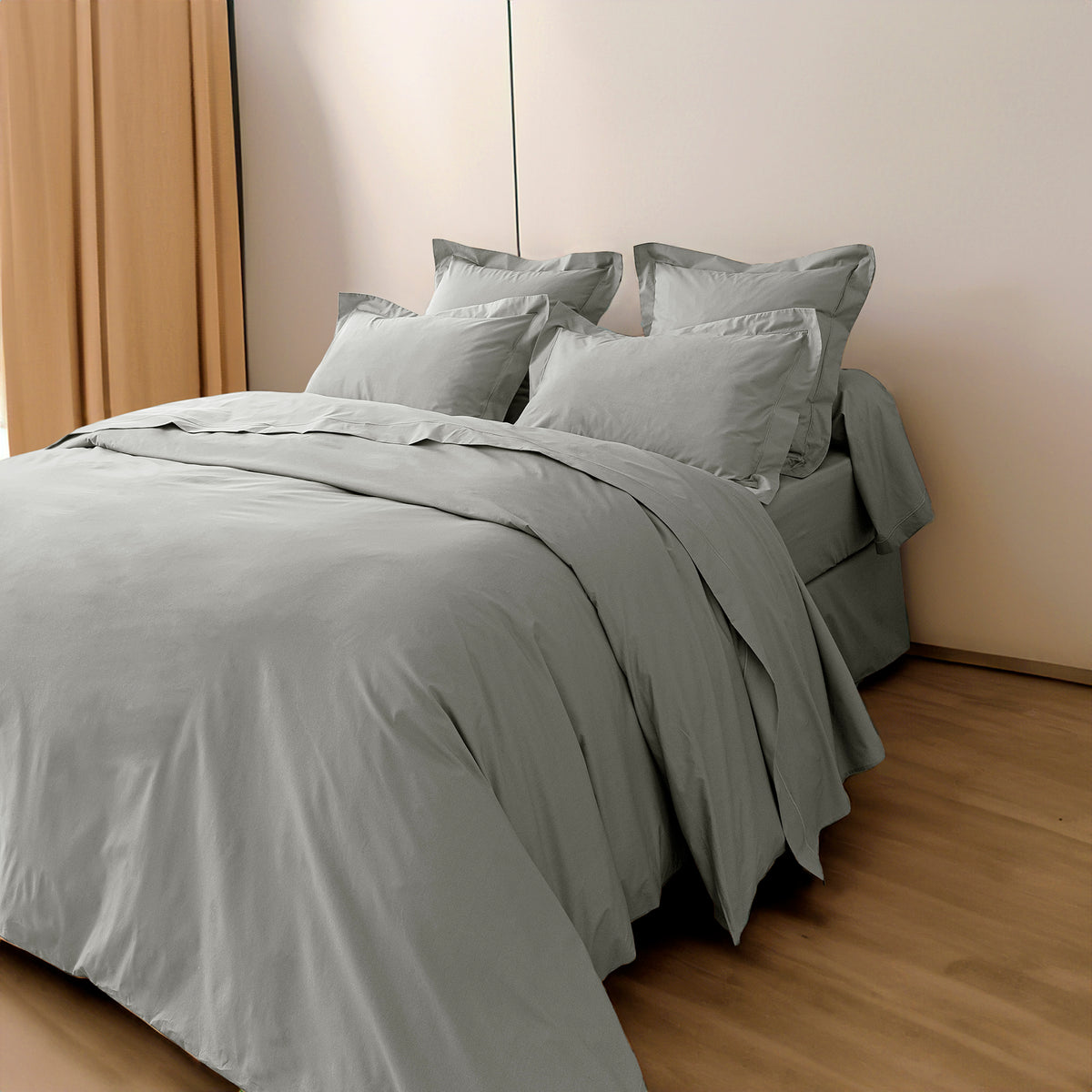 Housse de couette Percale 140 x 200 cm Pur Coton Peigné Longues Fibres 80 Fils/cm² Perle
