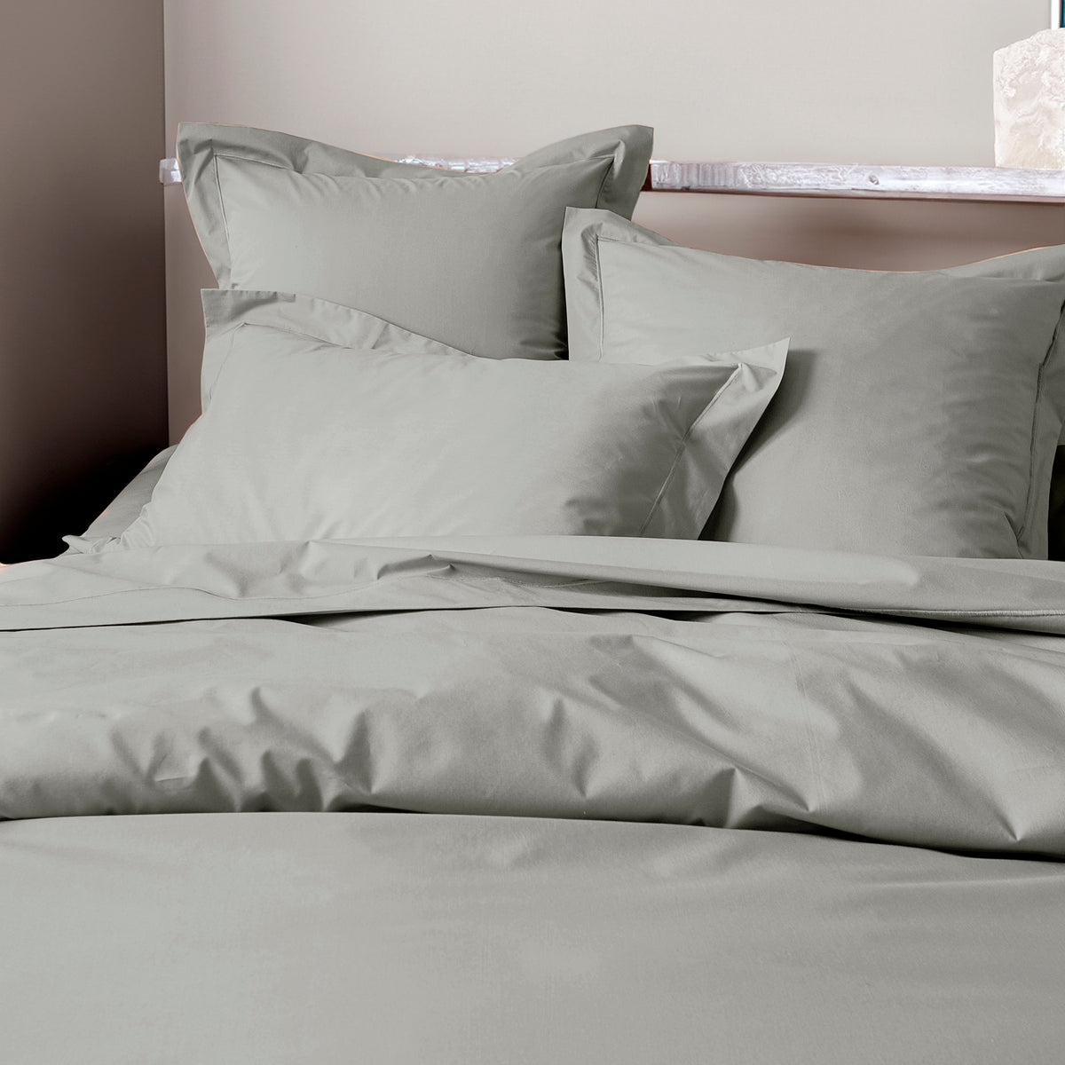 Housse de couette Percale 140 x 200 cm Pur Coton Peigné Longues Fibres 80 Fils/cm² Perle