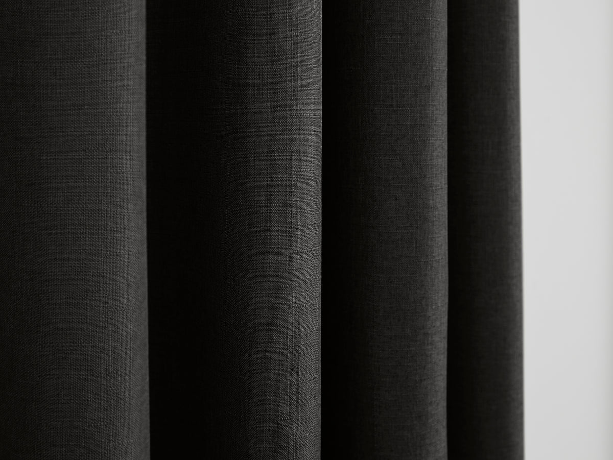 Paire de rideaux à œillets "effet lin" 140 x 260 cm Moonlight deco Truffe