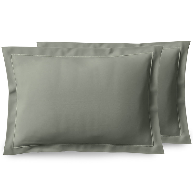 Taie d'oreiller Percale 50 x 70 cm Pur Coton Peigné Longues Fibres 80 Fils/cm² Ardoise
