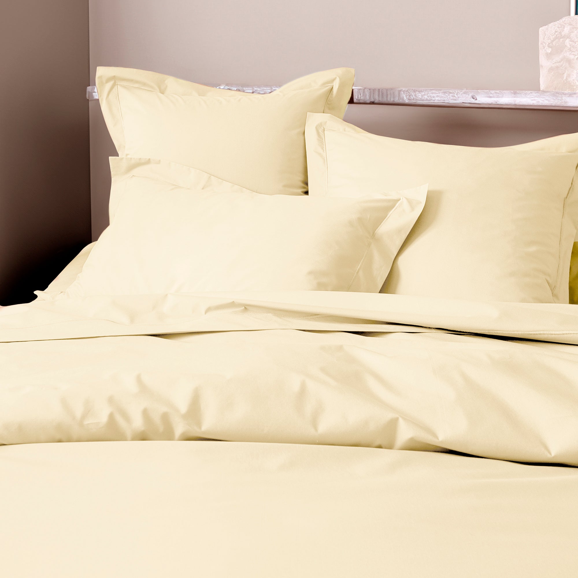 Taie d'oreiller Percale 65 x 65 cm  Pur Coton Peigné Longues Fibres 80 Fils/cm² Ivoire
