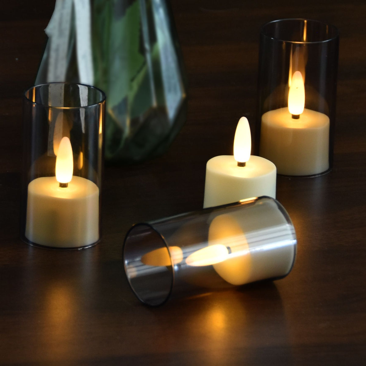 FlinQ - 12 Bougies chauffe-plat chauffe-plat rechargeables - Bougies LED avec flamme mobile - Télécommande incluse