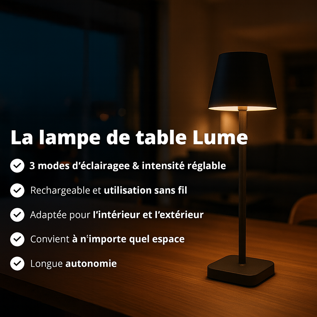 Lampe de table - Rechargeable - Intensité variable avec mode mémoire - 3 niveaux d'éclairage - 38 cm - Blanche