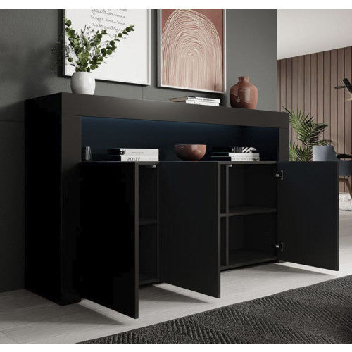Buffet modèle Aker en noir - 155 x 91 cm