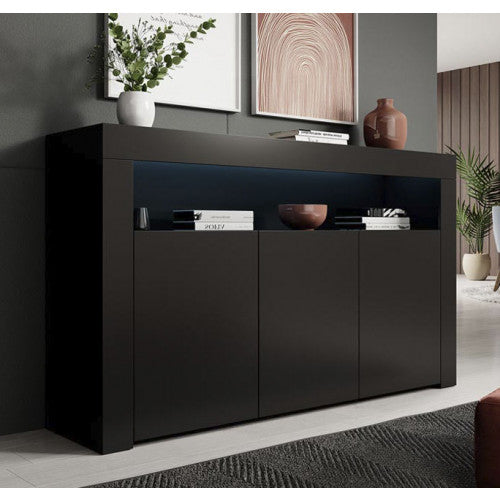Buffet modèle Aker en noir - 155 x 91 cm
