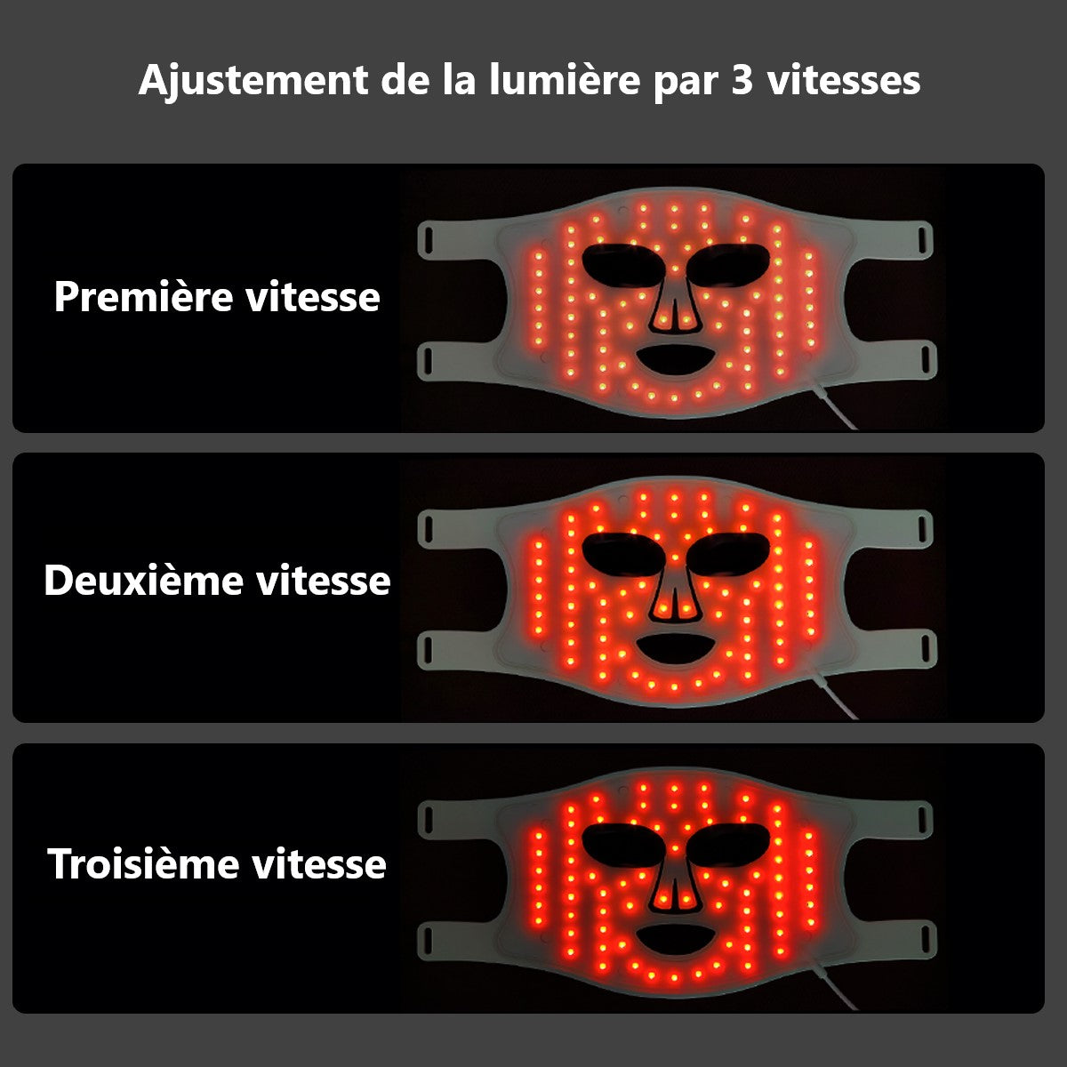Masque LED visage 4 couleurs avec télécommande