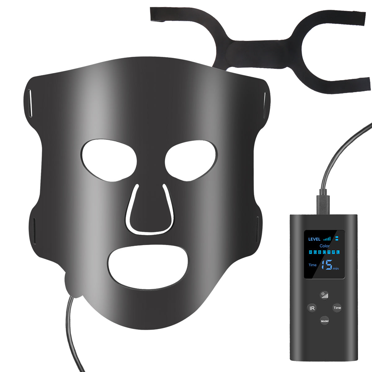 Masque LED visage 7 couleurs avec télécommande
