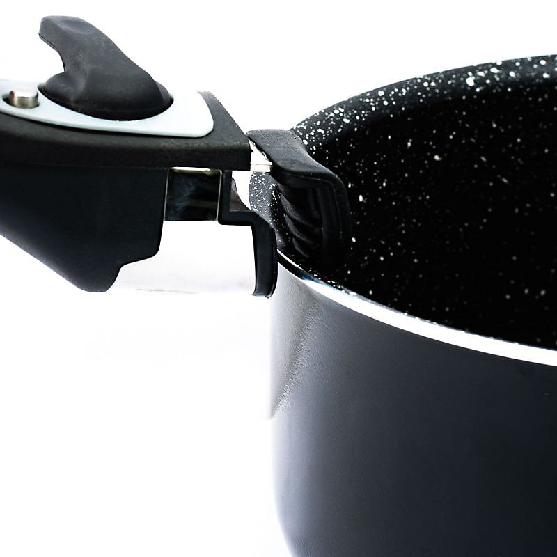 Batterie de cuisine revêtement pierre avec manche amovible 10 pièces Herzberg - Noir