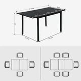 Bari & Akanji - Ensemble repas : table extensible noire 4 à 6 personnes et 4 fauteuils scandinaves en tissu gris